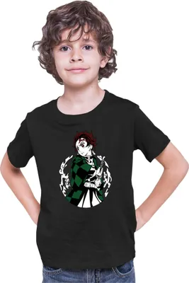 Produktbild von Kinder T-Shirt Demon Anime Slayer Kimetsu No Yaiba Tanjiro Kamado 013, 5-6 Jahr - 116 / Schwarz