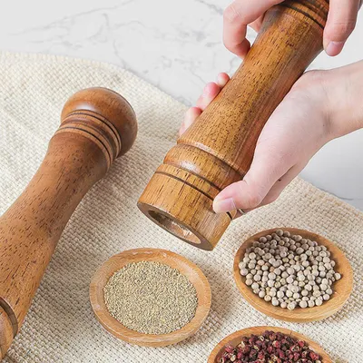 Produktbild von Salz- und Pfeffermühle aus Holz, Pfeffermühle mit verstellbarem Keramikrotor – Pfeffermühle aus Holz für Ihre Küche
