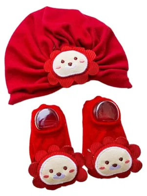 Produktbild von Baby-Turban-Mütze und Socken-Set für Neugeborene, 0-12 Monate