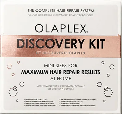 Produktbild von Olaplex, Haarpflegeset, Discovery Kit, 8 Minigrößen, Patentierte Bond Building Technologie, für alle Haartypen, silikon- und ölfrei, Reiseset