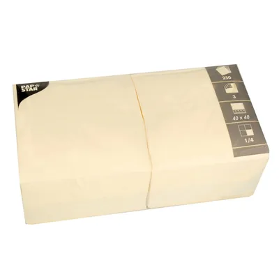 Produktbild von Servietten, 3-lagig 1/4-Falz 40 cm x 40 cm creme