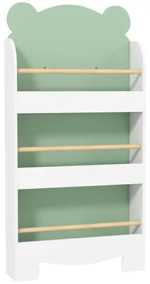 Produktbild von Bücherregal Kinder, 3-stufiges Kinderregal mit Bärenthema für Bücher Spielzeug Kinderzimmer, 55 x 15 x 110 cm, Grün
