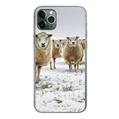 Produktbild von MuchoWow® Handyhülle Schutzhülle Hülle für iPhone 11 Pro Max Schafe - Wolle - Schnee Silikon Softcase Handy Hülle - Schutz