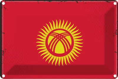 Produktbild von vianmo Blechschild 20x30 cm Kirgisistans Kyrgyzstan Flagge Fahne Wappen