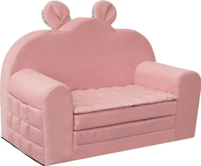 Produktbild von Kinder Sofa, Schlafsofa, Couch, Kindersessel, Sessel, Sofa, Kindercouch, Kinderzimmer, Ausklappbar, schaumstoff Möbel, 71x35/91x48 cm, Rosa