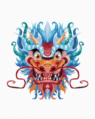 Produktbild von Zuty - Malen nach Zahlen - CHINESISCHER DRACHE AUF WEISSEM HINTERGRUND, 40x50 cm, mit Keilrahmen (bereits gespannt)