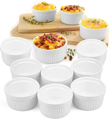 12 Porzellan-Ramekins 180 ml, 9 cm, für Soufflé & Crème Brûlée