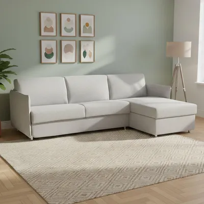 Image de Sumirago - Canapé-lit avec méridienne, 260x160 cm Gris Clair, Déhoussable