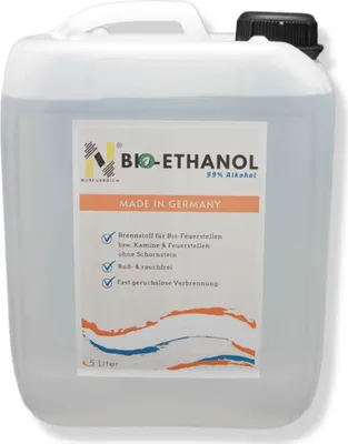Produktbild von NURFUERDICH 5 Liter Alkohol 99%Premium BIOethanol Kamin Alkohol Kaminethanol
