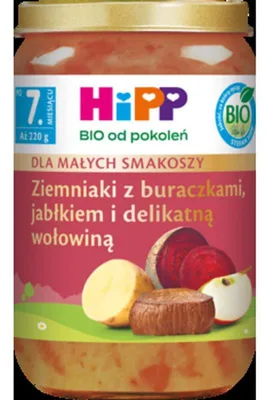 Zdjęcie produktu dla HiPP Ziemniaki Buraczki Jabłko Wołowinadla Niemowląt po 7 miesiącu 220 g