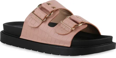 Produktbild von VAN HILL Damen Pantoletten Sandaletten Plateau Profil-Sohle Schuhe 840430, Farbe: Rosa, Größe: 36