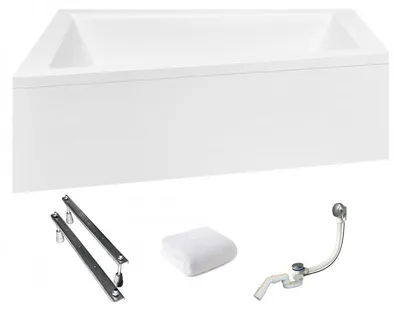Produktbild von Aqua For You | Besco Asymmetrische Badewanne Intima Duo - Eckbadewanne - 180x125 Cm - Antibakterielle Beschichtung - mit Siphon Und Füße - Acryl