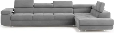 Produktbild von Masseno Ecksofa VICENTE mit Schlaffunktion L-Form, Sofa mit Bettkasten, Wohnzimmersofa, Couch, Soffa, Bettsofa, Couchgarnitur- Grau, MONOLITH 85