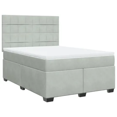 Produktbild von Boxspringbett mit Matratze Hellgrau 160x200 cm Samt