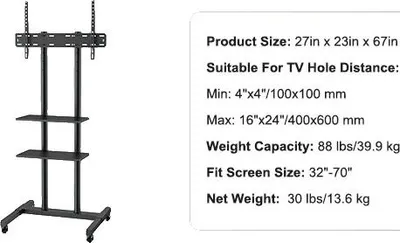 Image de Support TV, réglable en hauteur, vue pivotante, 32-70 pouces