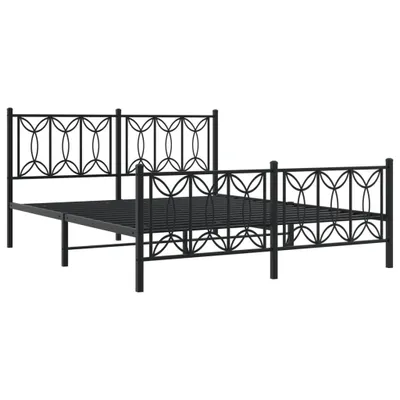 Obrázok produktu pre Kovový rám postele s čelom a podnožkou čierny 150x200 cm