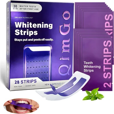 Produktbild von 28 Stück Teeth Whitening Strips Peroxidfreie & Zahnschmelzfreundlich, 14 Applications Zahnaufhellung Strips, Whiting Stripes Sanftes Aufhellen