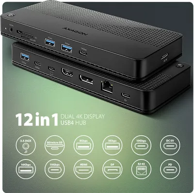 Produktbild von AXAGON Axagon HMC-U4 Laptop-Dock/Port-Replikator Wired USB4 Schwarz