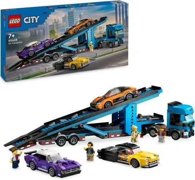 Produktbild von LEGO City 60408 Sportwagentransporter, 4 Fahrzeuge für Kinder