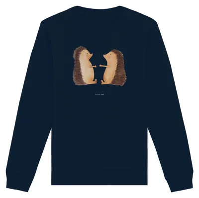Produktbild von Mr. & Mrs. Panda Bio Baumwoll Pullover Igel Liebe Größe M - French Navy - Geschenk, Hochzeitstag, Sweater, Jahrestag, Freundin, Pulli, Sweatshirt, Verlobung