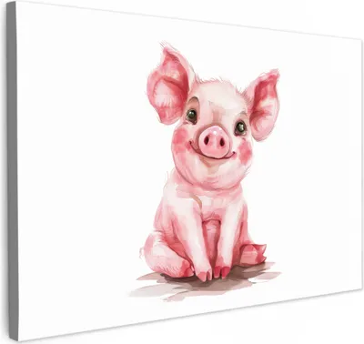 Produktbild von Leinwand Bilder 60x40 cm - Kinder Tiere - Schwein, Bilder, Wanddeko, Wandbilder Wohnzimmer