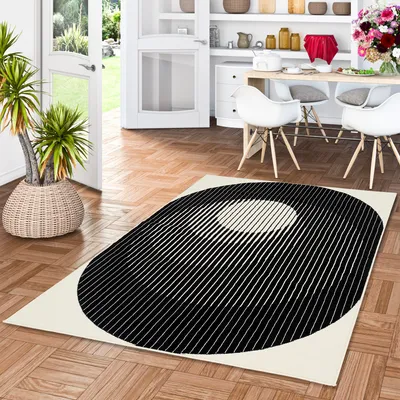 Produktbild von Designer Teppich Passion Circle Schwarz Weiss, Größe:160x225 cm