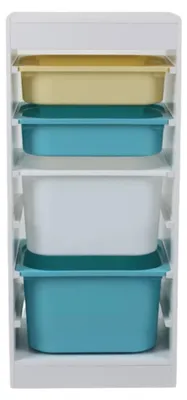 Immagine prodotto di GINGER HOME Armadietto per bambini con 4 contenitori, bianco, 40,8×30×90,3 cm