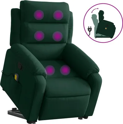 Image de vidaXL Fauteuil relax releveur vert foncé velours