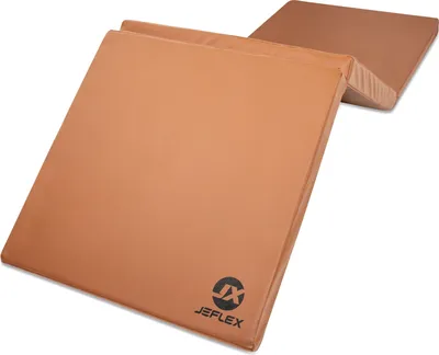 Produktbild von Jeflex Turnmatte braun, klappbar, 180x60x6 cm, aus PUR-Schaumstoff mit Leder-Narbenoptik, für Fitness, Turnen & Spiel, innen & außen, 2,5 kg