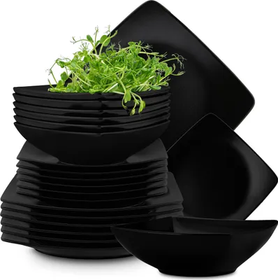 Produktbild von Konsimo jedálenský servis EPIRI pre 6 osôb (18 kusov) Vhodné do umývačky riadu a mikrovlnnej rúry, čierna farba, keramika, MODERN, 25x25|21x21|17x17cm