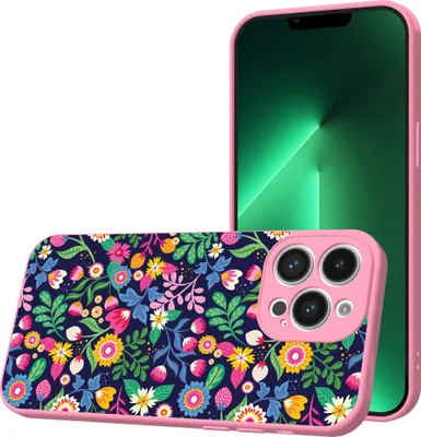 Image de Coque Smartphonica pour iPhone 13 Pro avec impression florale - Coque arrière TPU Flower Design - Rose