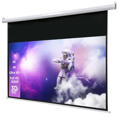 Produktbild von celexon basic Motor-Leinwand 110" | 240x135 cm 16:9 | elektrische Full-HD 4K Beamer-Leinwand für Heimkino oder Büro-Präsentationen | geeigent zur Deckenmontage oder Wandmontage | inkl. Fernbedienung