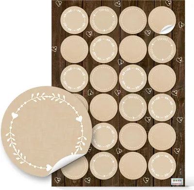 Produktbild von Logbuch-Verlag 24 beige natur Aufkleber leer blanko zum Beschriften Etiketten neutral rund 4 cm96 Aufkleber / 4 Bögen