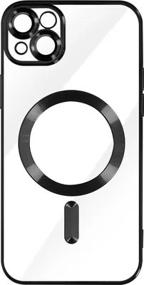 Zdjęcie produktu dla Etui silikonowe MagSafe Apple iPhone 14 ochrona aparatu chromowana ramka czarny