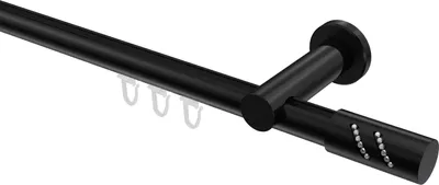 Produktbild von Interdeco Innenlaufstange / Gardinenstange mit Innenlauf Schwarz, Typ Platon Zoena (Glitzerzylinder), 20 mm Ø 1-läufig, 220 cm