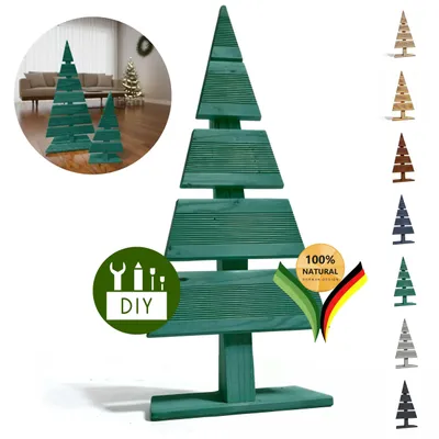Obrázok produktu pre be4nature Drevený vianočný stromček DIY smrekovec 27 x 60 cm – Zelený, vianočná dekorácia, rustikálna ozdoba, vianočný aranžmán, základ na zdobenie
