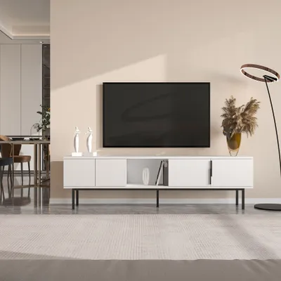 Produktbild von Skye Decor, Ramsey - White, TV-Ständer, 100 % Melaminbeschichtete Spanplatten, Weiß, 180 x 29,6 x 50 cm