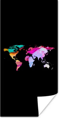 Produktbild von MuchoWow® Poster Weltkarte - Farbe - Aquarell 60x120 cm - Wandschmuck