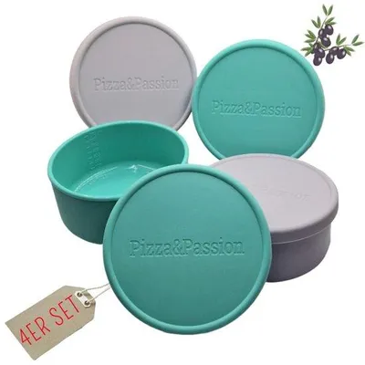 Immagine prodotto di Set di contenitori in silicone per impasto per pizza - Set di 4 contenitori in silicone per impasto - Contenitore in silicone antiaderente per impasto per pizza - Impasto per pizza - Contenitore per lievitazione, contenitore per pizza, accessori per pizza