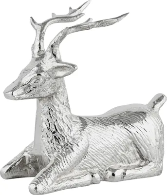 Produktbild von Marrakesch Weihnachtsdeko Hirsch Silber 19 cm | Edle Dekofigur aus Aluminium | Moderne Deko für Tisch Regal & Fensterbank als Fensterbankdeko oder Tischdeko | Festliche skandinavische Winterdeko
