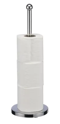 Produktbild von Haushalt International, WC-Rollenständer, Edelstahl, 4 Rollen, Silber, Ø 14,5 cm x 42 cm, bodenschonende Füße, blank poliert, mit Bodenplatte