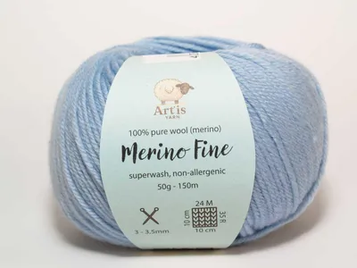 Imagen del producto de Hilo Merino Fine Art, 100% lana merino | Tratamiento Superwash e hipoalergénico (50g/150m) (color: azul cielo)