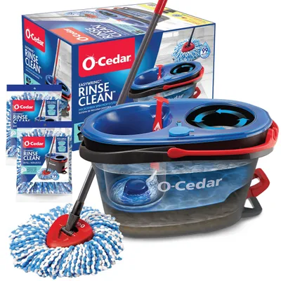 Wischsystem mit Mikrofaser-Bezügen, Spin Mop & Eimer + 2 Bezüge