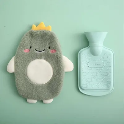 Produktbild von Kinder Wärmflasche 0.5L Dinosaurier-Grün Weicher Bezug Naturlatex