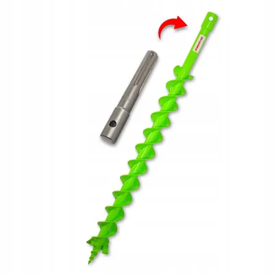 Productafbeelding van WERHE Grondboor 60 mm H met dubbele spiraal + SDS Max adapter – set voor het boren van gaten voor palen en funderingen