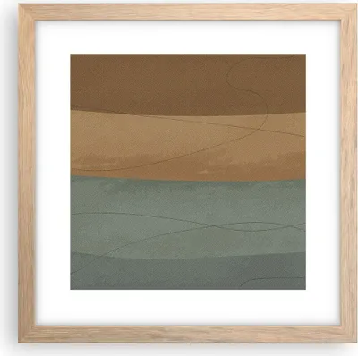 Produktbild von Gerahmtes Poster - Rahmen in heller Eiche - Abstraktion Gold Grün - 30x30 cm - Wand Bild - Wanddeko - Wandbilder - Wandposter - Bilderrahmen - Bilder - Kunstdruck - Wandbild - P2NAC30x30-4213