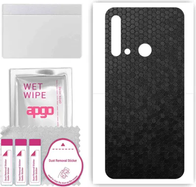 Produktbild von apgo Rückseite Schutzfolie, Skin, kompatibel mit Huawei nova 5i, Hinten Displayschutzfolie aus Vinylfolie, kratzfest, einfache Montage - Schwarze Honigwabe