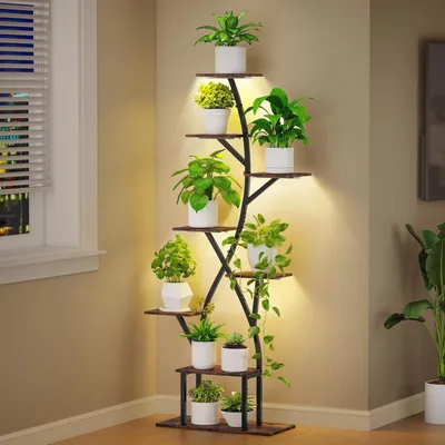 Obrázok produktu pre Stojan na rastliny s umelým osvetlením, 8 úrovní, 165 cm, čierna farba