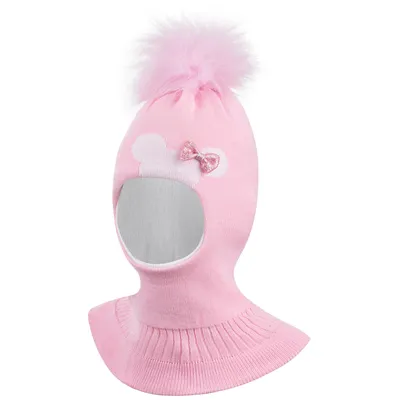 Produktbild von Wintermütze Schalmütze Strickmütze Schlupfmütze warme Mädchenmütze Bommelmütze(50-52,Rosa-Weiß)