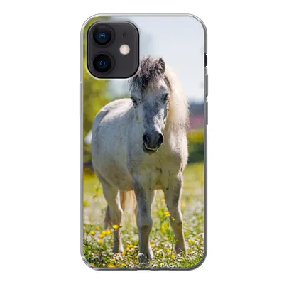 Produktbild von MuchoWow® Handyhülle Schutzhülle Hülle für iPhone 12 Pferd - Blumen - Licht Silikon Softcase Handy Hülle - Schutzhülle